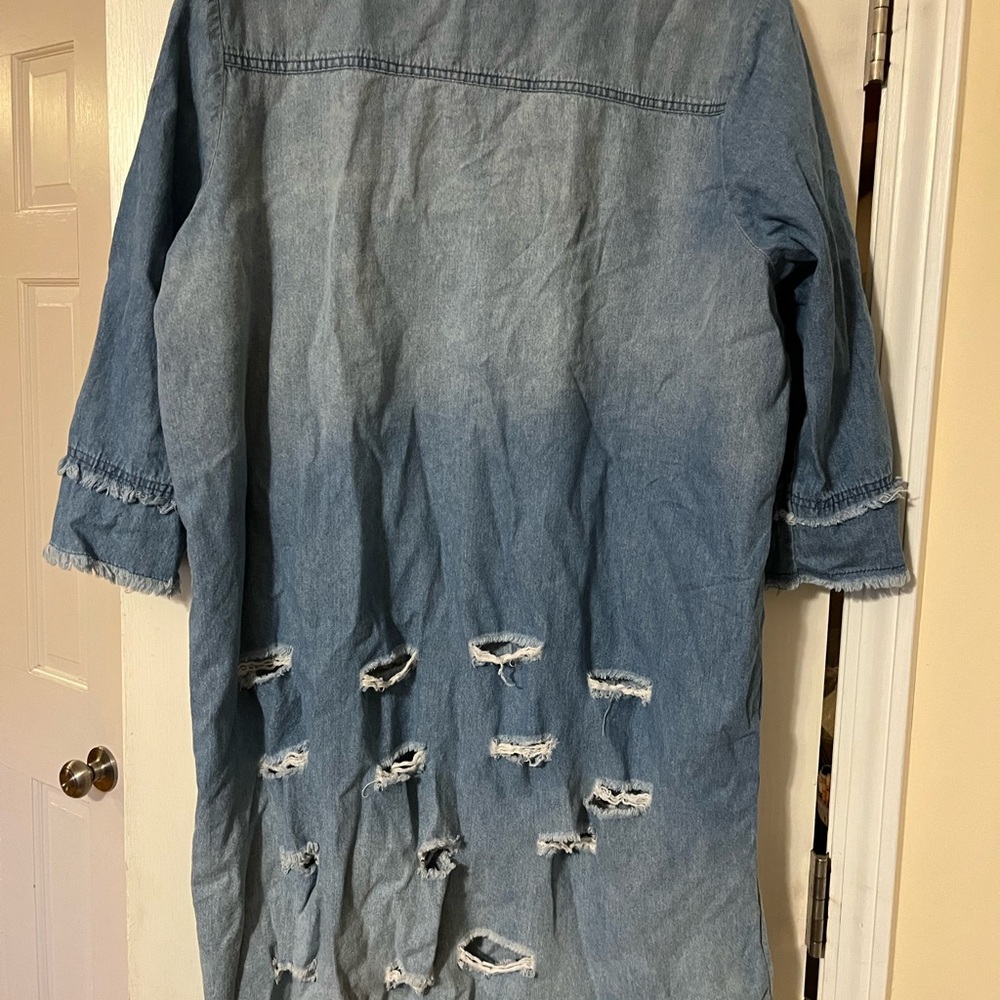 Star Style 1X distressed denim tunic dress - Picture 3 of 4